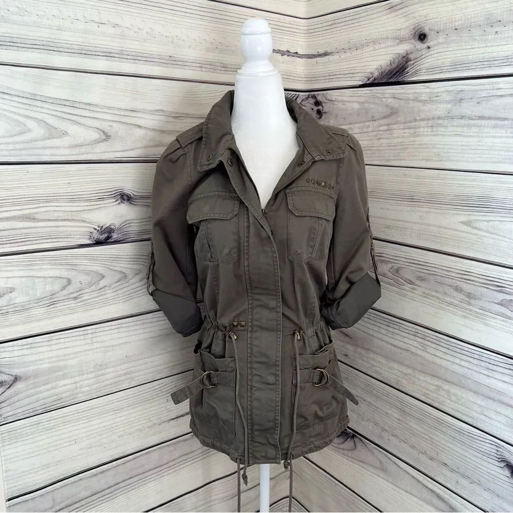 Black Rivet Green Military Utility Jacket Size XS